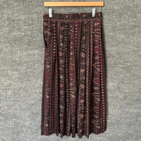 Vintage Rafaella Skirt Womens 8 Multicolor Pleated Pockets Paisley Boho Midi - Picture 3 of 16